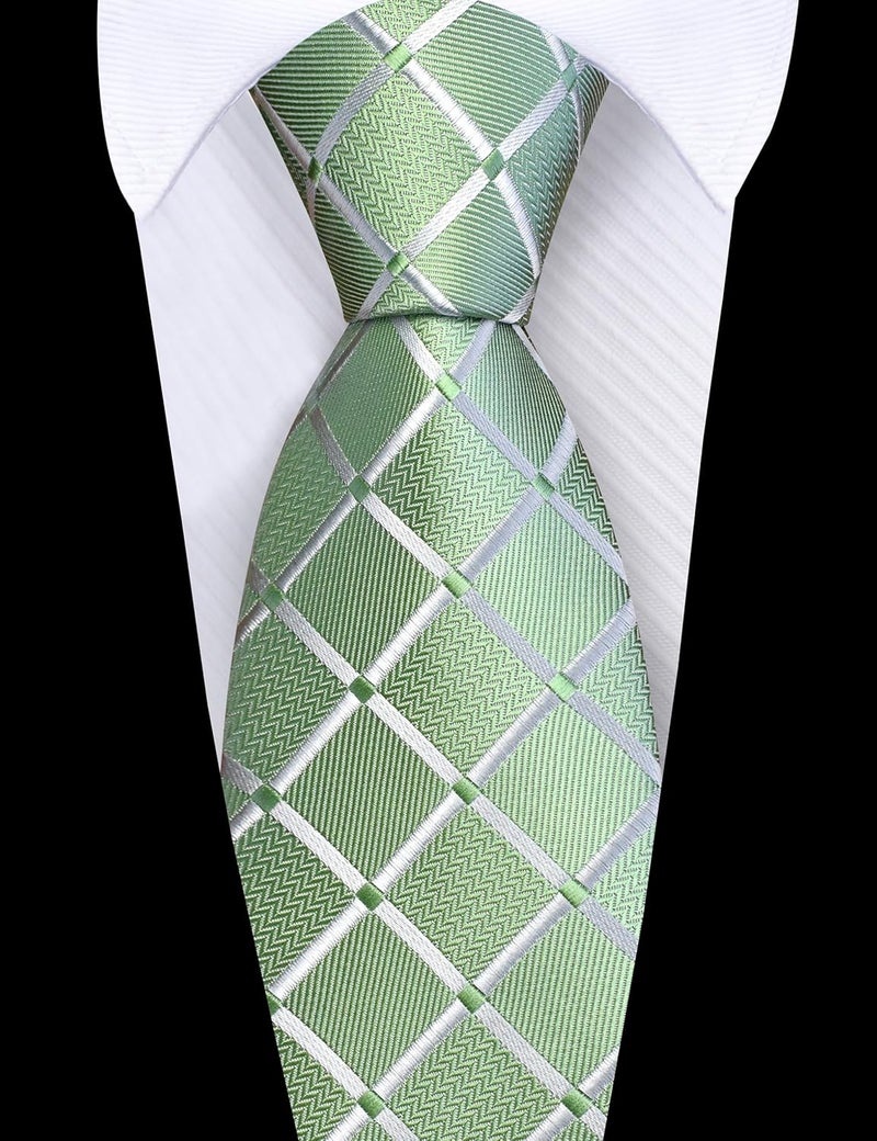 GUSLESON 3.15"(8cm) Fashion Solid Plaid Ties Mens Woven Jacquard Necktie for Wedding - Image 2